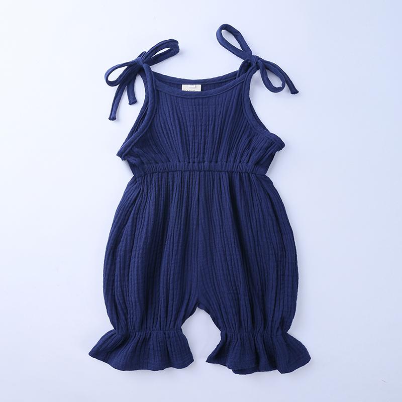 Summer  Soft Toddler Kid Overalls Romper Baby Girl Jumpsuits Solid Cotton Linen Newborn Clothes Infant Sleeveless Bodysuit