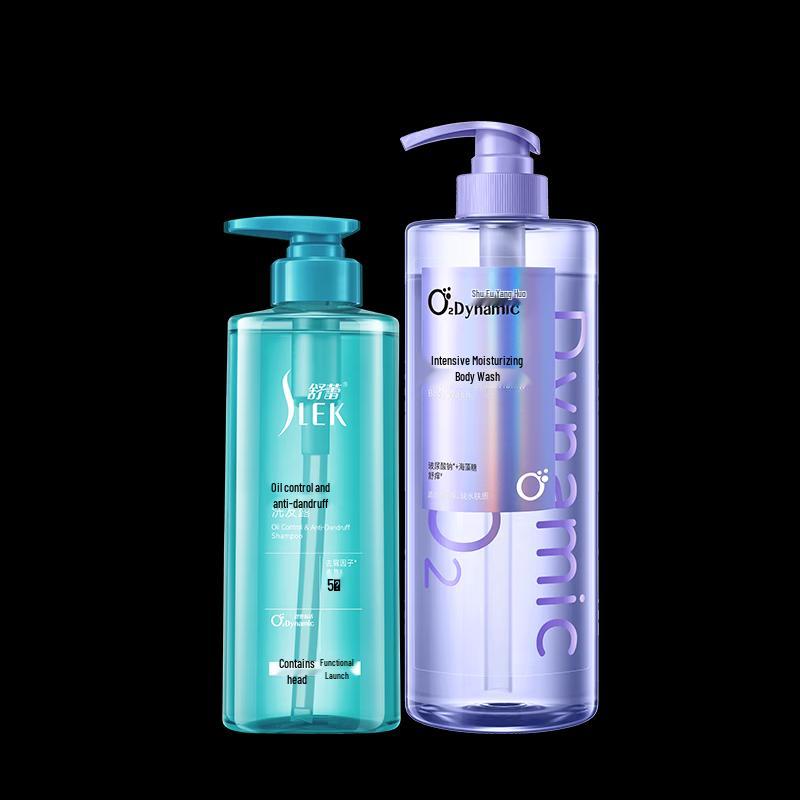 Slek Oxygen Active Oil Control Anti-Dandruff Shampoo & Intensive Moisturizing Body Wash Set