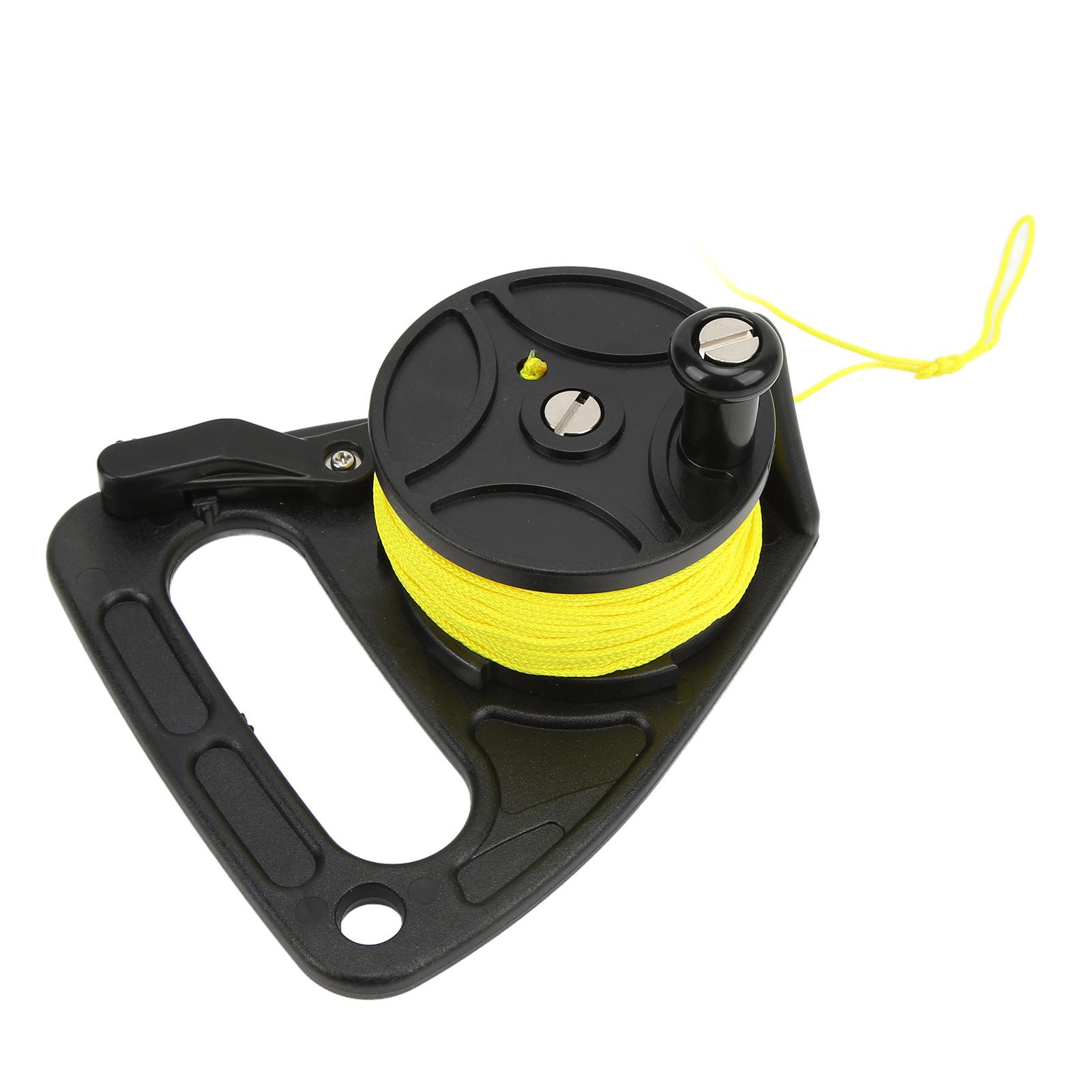

Portable Diving Handle Reel Scuba Diving Reel with Thumb Stopper for Snorkeling Underwater Water Sports 46m Yellow Wire Black