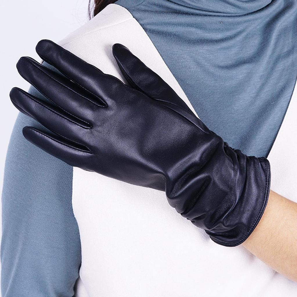Damen Lange Lammlederhandschuhe Fleecegefüttert Warm Winter Touchscreen Elegante Handschuhe für Tägliches Pendeln Party