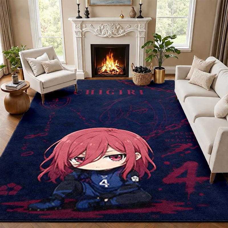 Blue Lock Carpet Door Mat for Living Room or Bedroom Protective Mat Under Chair Office Decoration Christmas Gift Birthday Present
