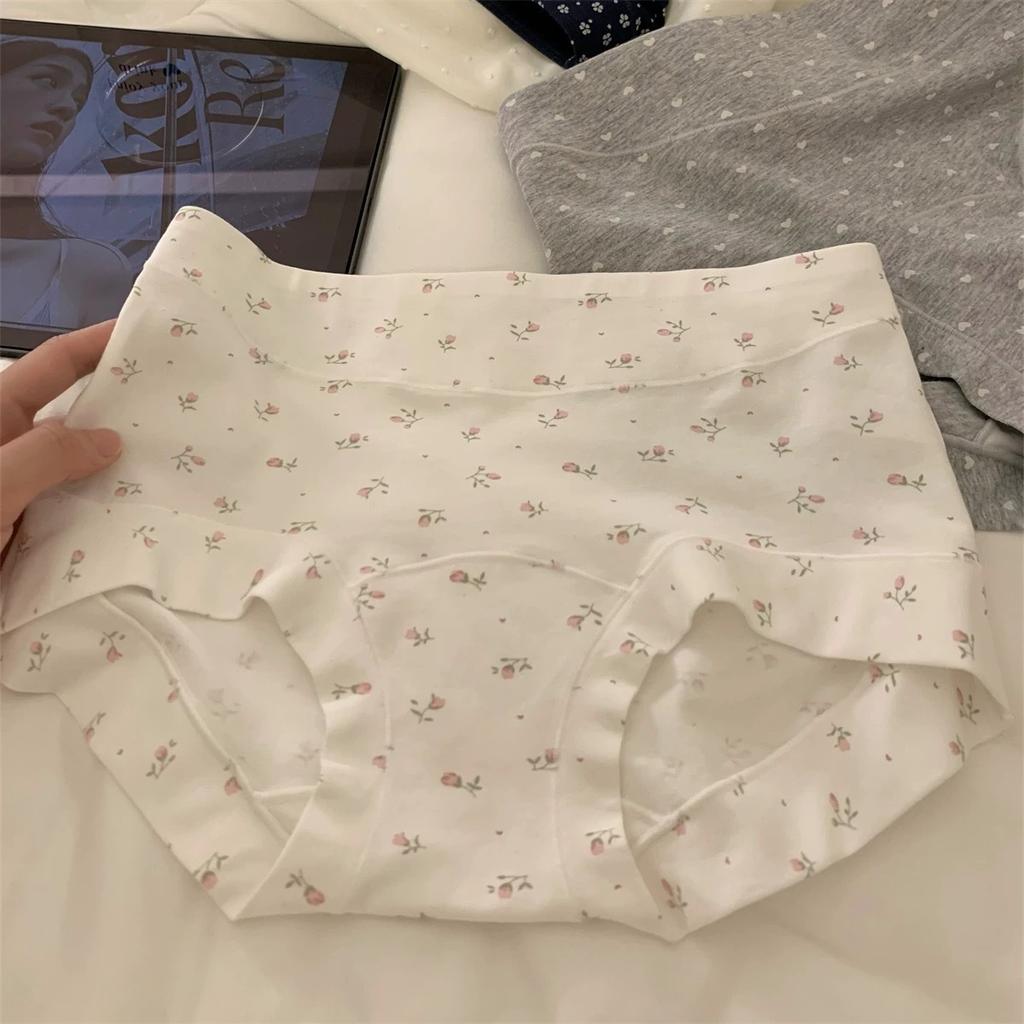 Large Size Ladies Spring and Autumn Pure Cotton Belly Wrap Hip Extended Crotch Small Flat Angle Briefs