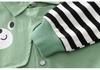 Children's Two-Piece Workwear Set: Boys' Striped Patchwork Long Sleeve Shirt for Spring and Autumn