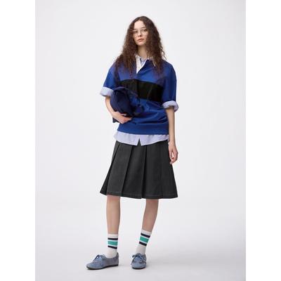 Light Denim Pleated Skirt