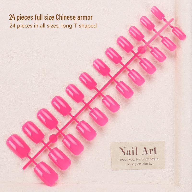 

24-Piece Solid Rose Red Nail Art Set - Wearable Pre-Made Nails