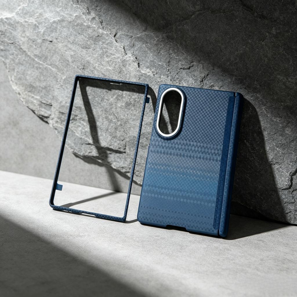 Business Sle 600D Carbon Fiber Texture PC Magnetic Phone Protection Case for Samsung Galaxy Z Fold 8 Alloy Lens Shockproof Hinge Protect Cover