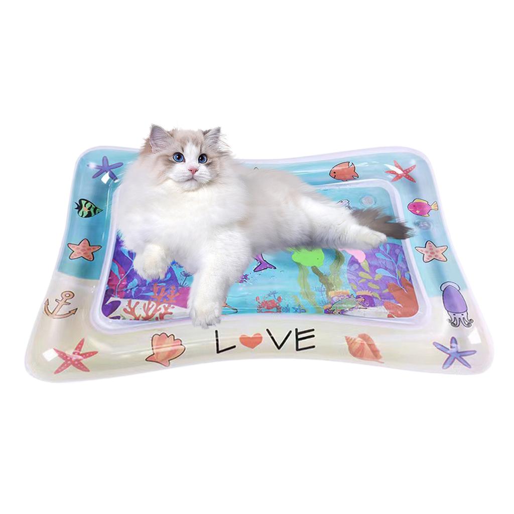 Tapis de jeu sensoriel aquatique pour chats et chiens, tapis de jeu aquatique épais avec motifs de poissons, tapis de jeu aquatique d'été pour animaux de compagnie