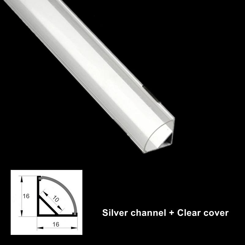 0.5m V-Shape LED Aluminum Profile Cabinet Corner Mounted 90 Degree Glow Hard Bar Lamp Channel Milky/Black Cover Strip Lights