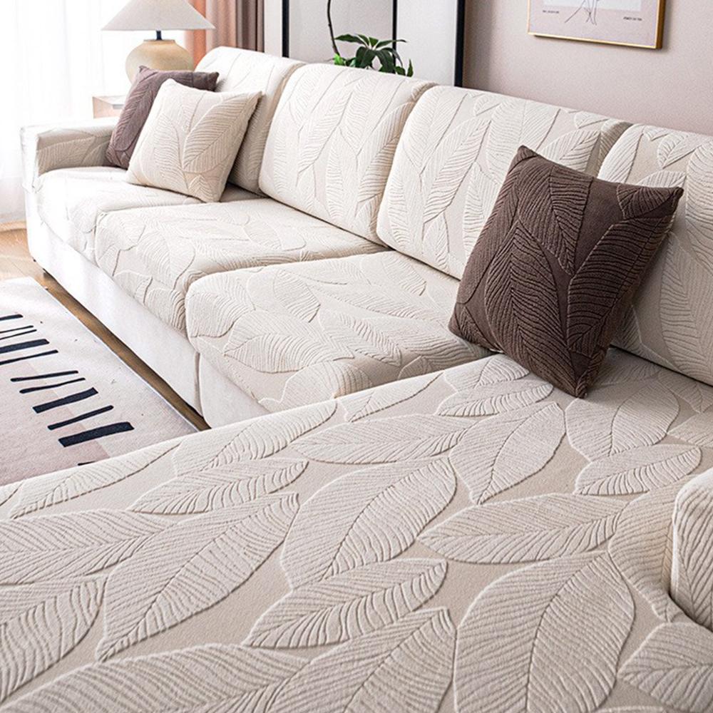 1PC Waterproof Jacquard Sofa Cover with Leaf Pattern Luxury Elastic Sofa Seat Cushion Covers Living Room Solid Sectional Covers