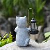 Solar Cat Garden Ornament - Outdoor Resin Animal Statue Decoration