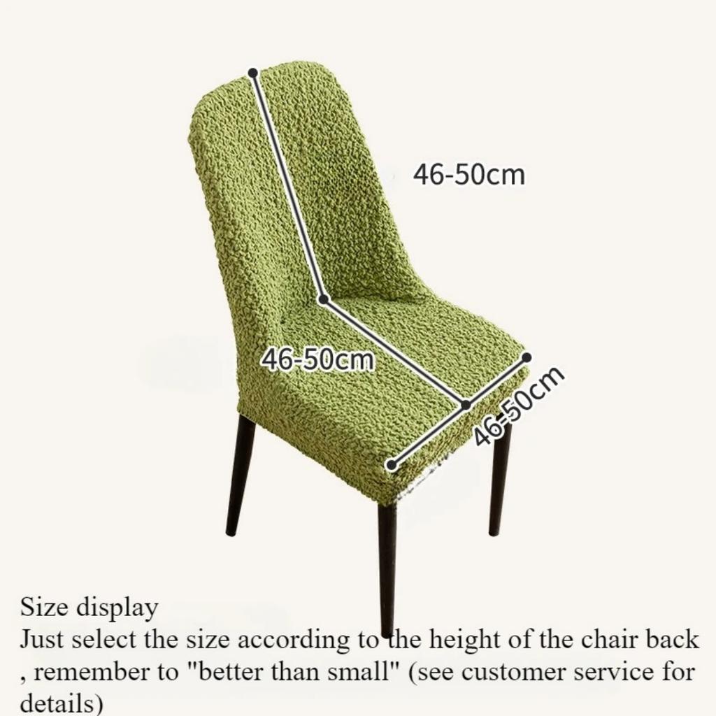 1pc Large Curved Elastic Chair Cover Chair Cover Wrinkled Fabric Dining Chair Seat Cover Light Luxury and High-end Feeling