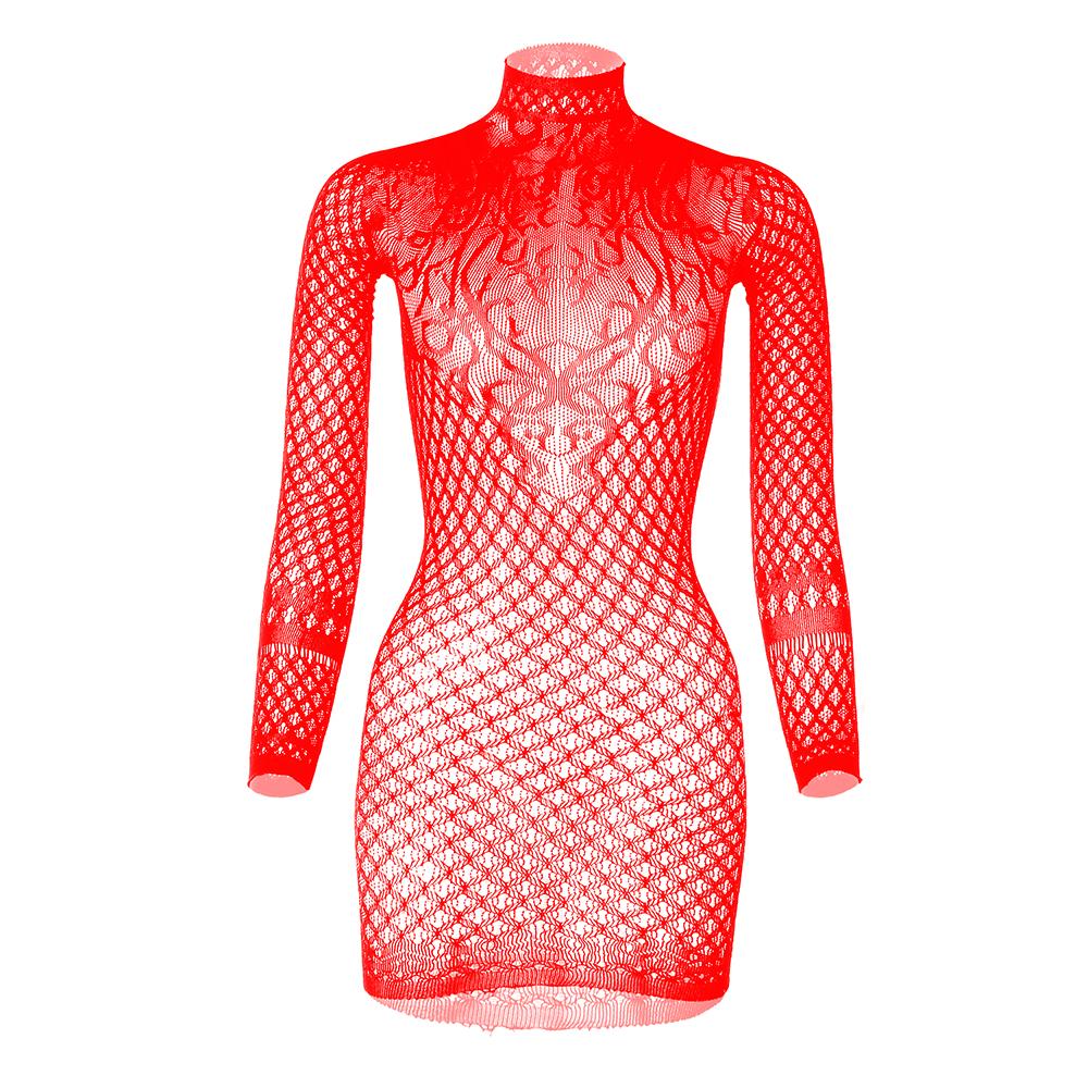 Dame Sexy Mesh Fishnet Mini Kjole One Piece kjoler Bodysuit Undertøy Dame Se Through Backless Hollow Out Dress Undertøy Sexy Kostymer Plus Size