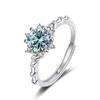 Bague Ringen Snowflake Rings 1 Carat Colored Moissanite Ring For Women Christmas Gift Romantic Winter Sterling Silver 925 Jewelry