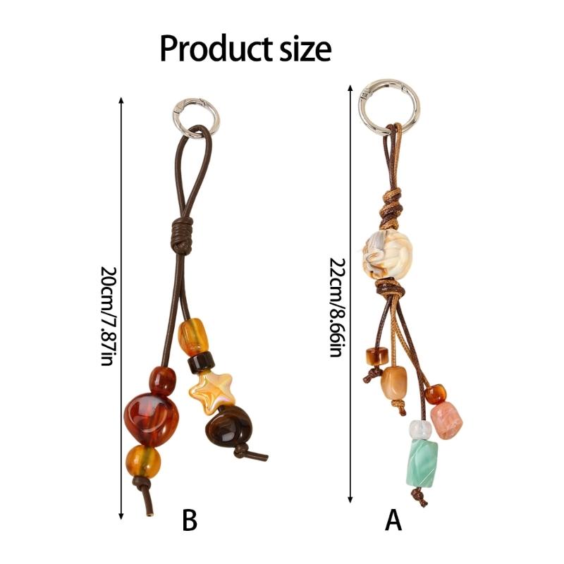 Handwoven Resin Keychain Phone Strap Bag Charm Style Lightweight Accessory for Women Men