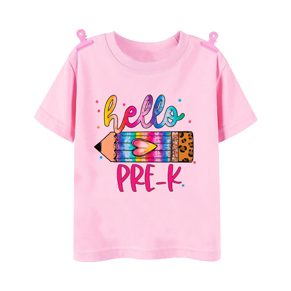 Hello First Grade Girl Clothes Leopard Pencil Print Fashion Children s Clothing Back to School 3 to 12 Years Kawaii Kids Clothes 100