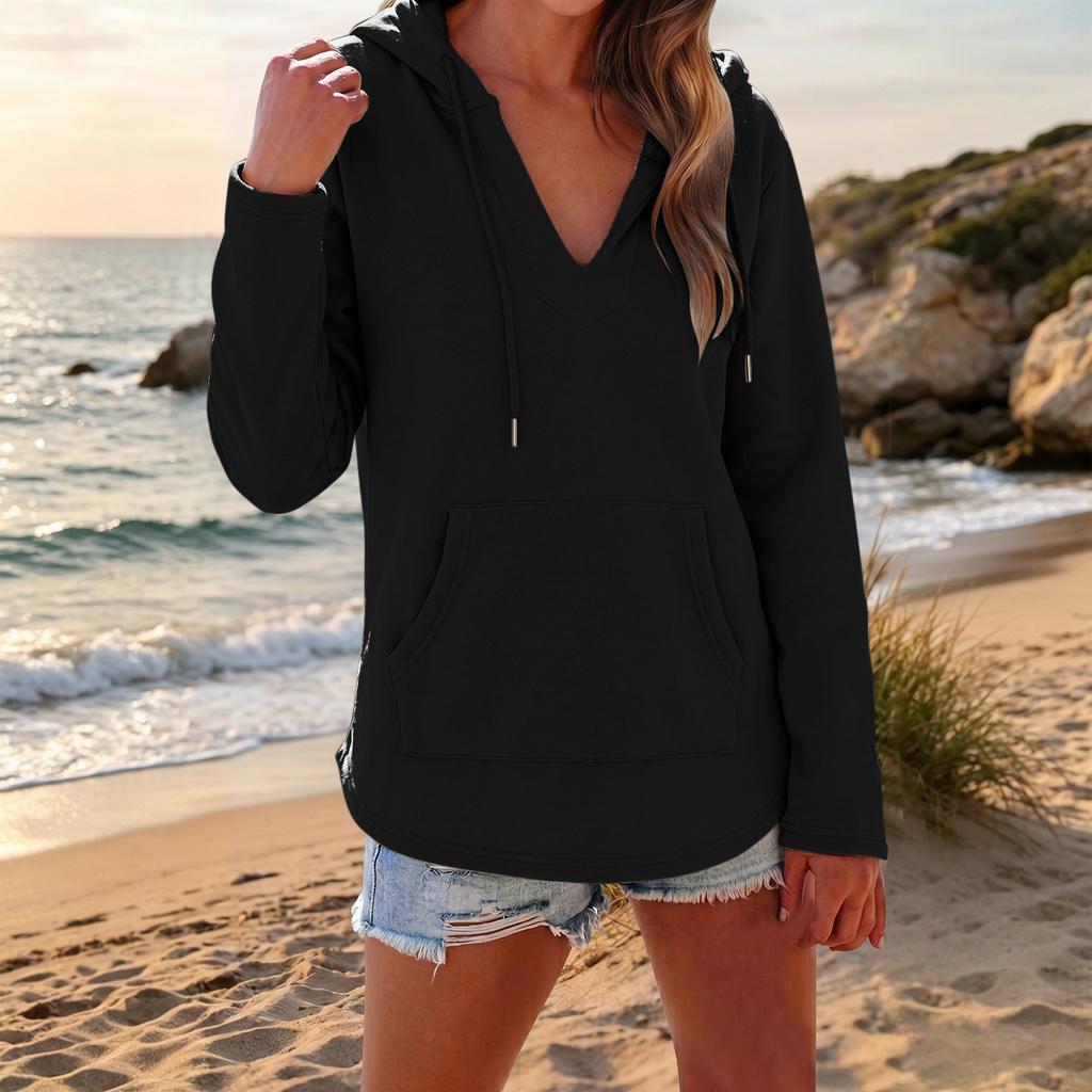 Women's Fashion Loose Fit Color Pullover Hoodie Casual Sweatshirt