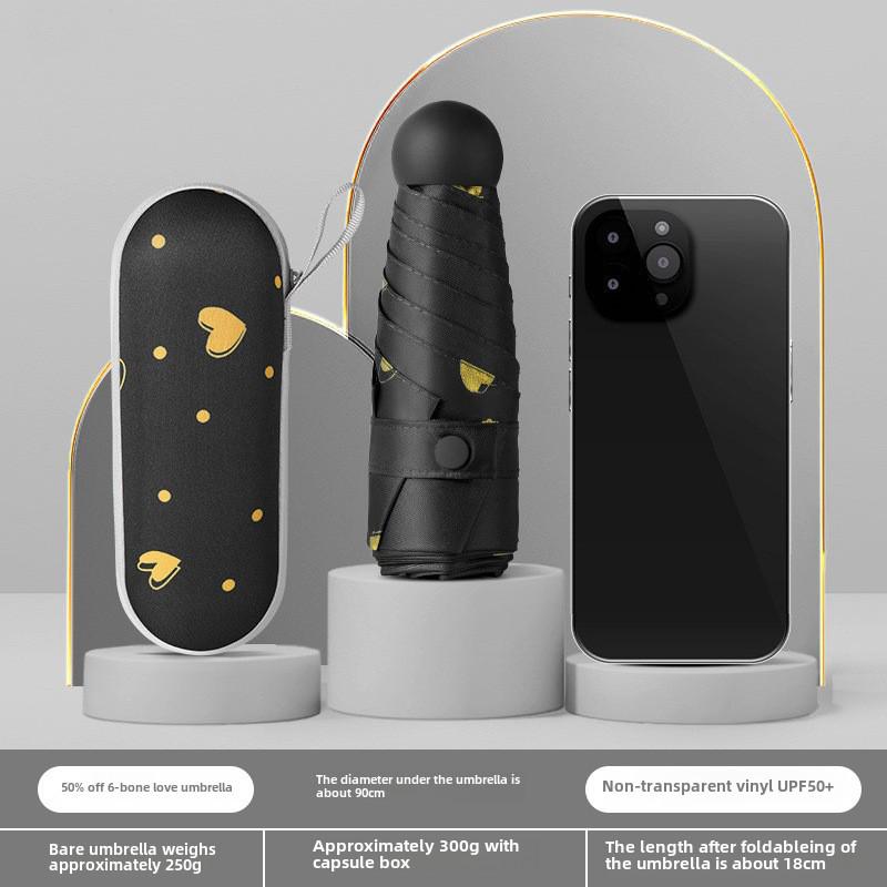 Compact Dual-Use Capsule Umbrella: Portable, Foldable, Lightweight, Sun & Rain Protection