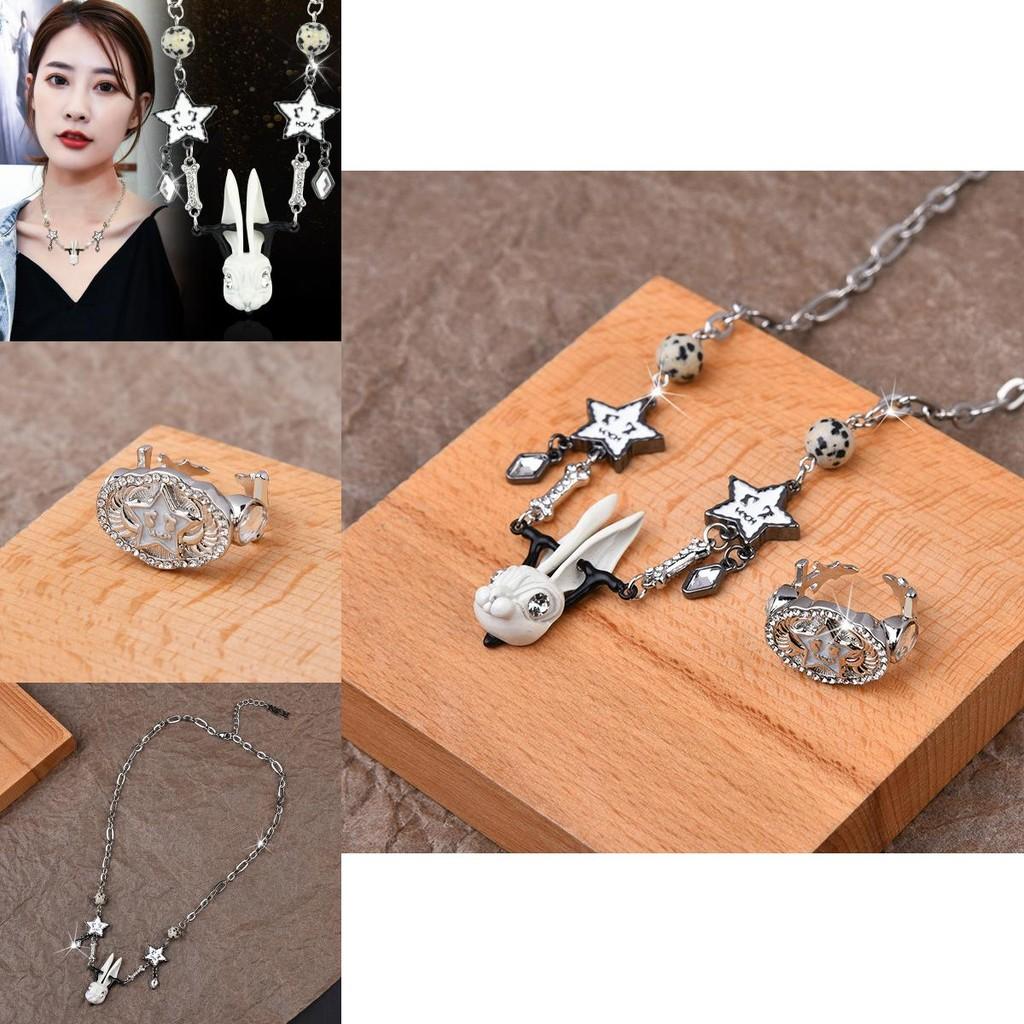 Stylish Titanium Steel Bunny Necklace With Adorable Lucky Star Charm For Trendy Men Women And