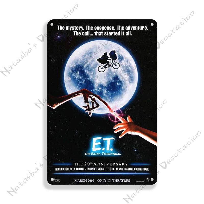 E.T. the Extra-Terrestrial Movie Metal Poster Vintage Wall Plate Bar Club Industrial Decor Metal Tin Sign Vintage Metal Plaque