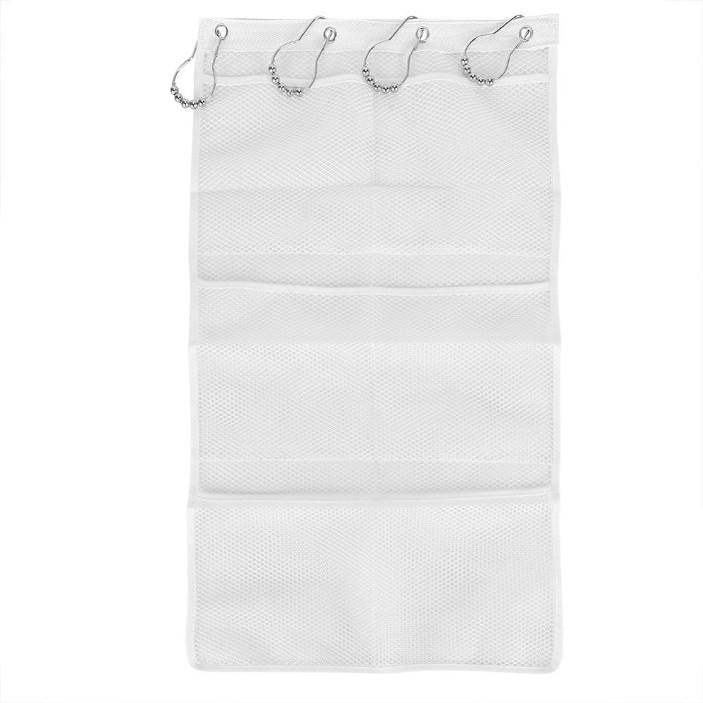 

6 Pockets Mesh Storage Organizer Polyester Hanging Design Hanging Mesh Bag 23.6 x 13 Inches Quick Dry Bathroom Organizer