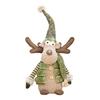 Christmas Reindeer Plush Toy with Retractable Legs Handmade Long-Legged Cartoon Elk Plush Doll Xmas Holiday Party Decoration Ornament