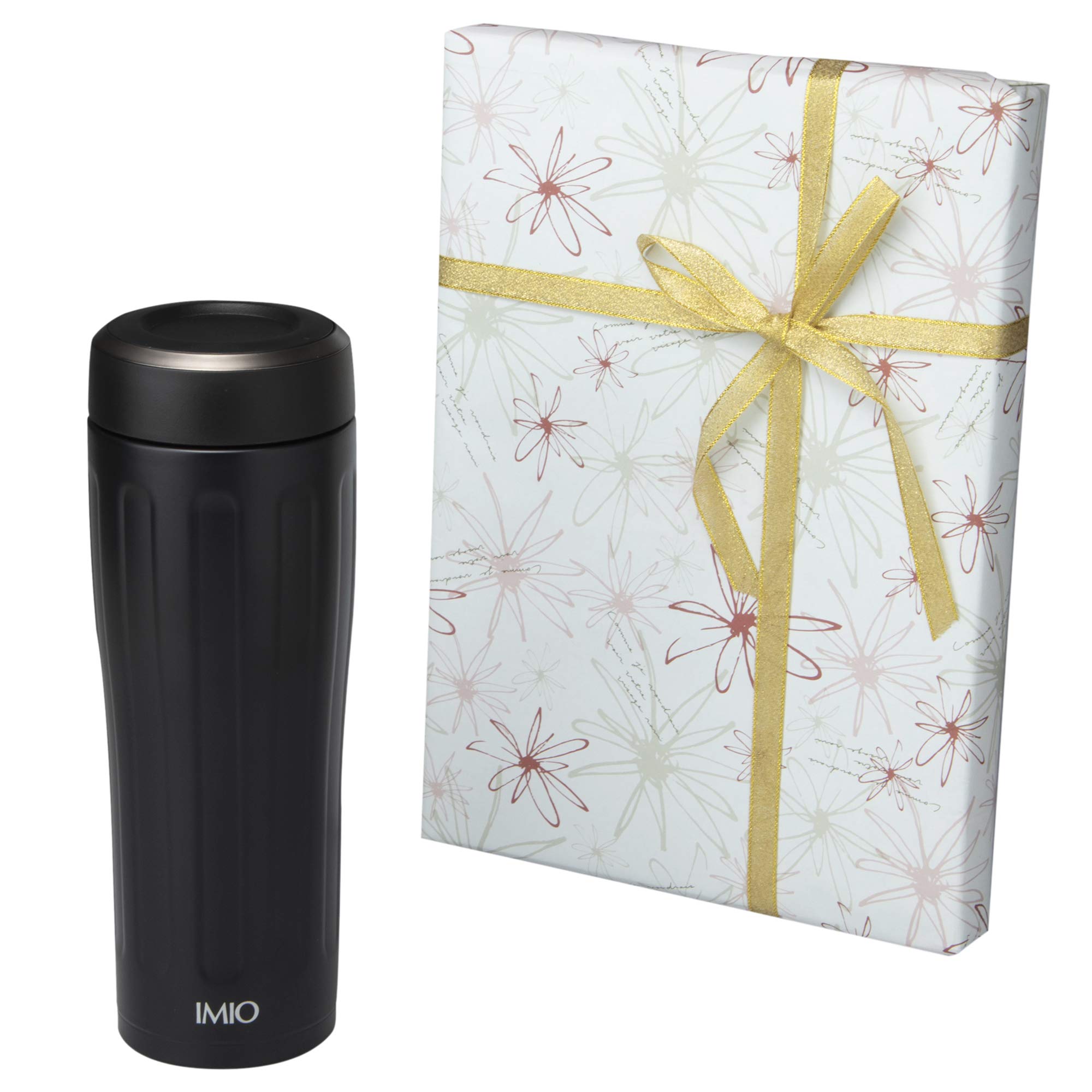 

with wrapping Tumbler black x x Imio 480ml paper message [Wrapped paper] 7.7 7.7 21.2cm (wrapping flower) чорний