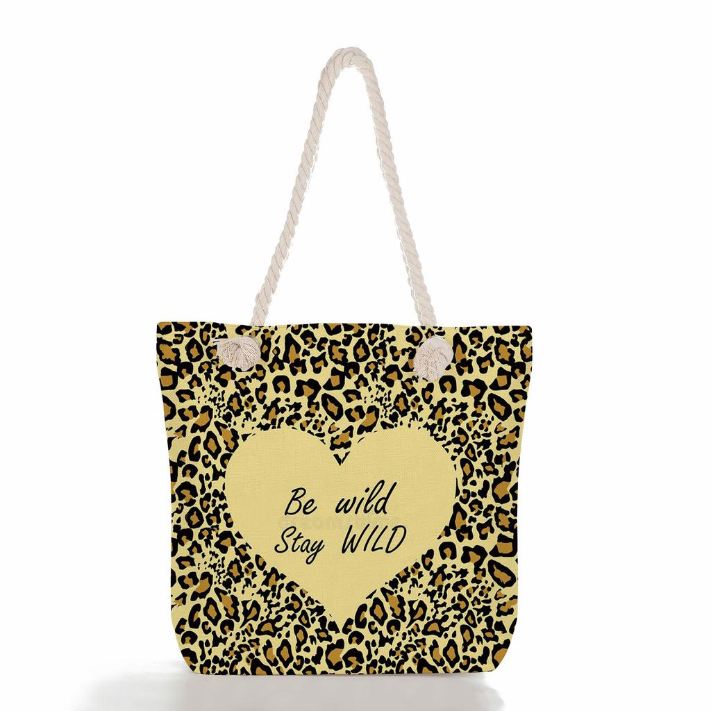 Leopard Print Print Thick Rope Single-shoulder Beach Bag 7276 CLE