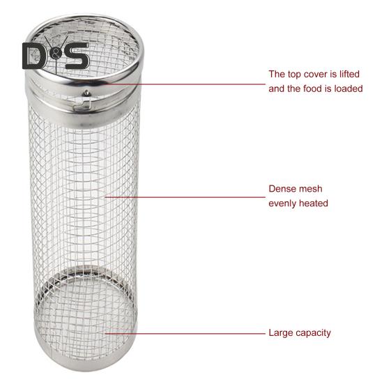 Rollbarer Grillkorb aus Edelstahl, antihaftbeschichtet, tragbar, für den Außenbereich, Camping, Grillrost für Gemüse, Fleisch, Fisch, Pommes Frites