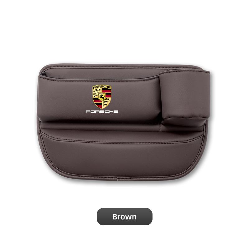 KWPV2 Auto Leder Sitzspalt Organizer Mit Becher Aufbewahrungsbox Für Porsche Cayenne Panamera Macan 911 718 Taycan Boxster Cayman 918 Pajun gray