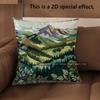 2D Mountain & Forest Landscape Pattern Pillow Covers Pattern Cushion Cover Suitable For Sofa Bedroom Car Pillow Cover