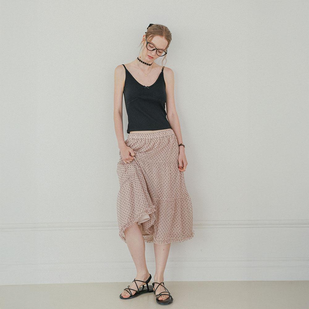 Deondeulob Dd_Dotted Chiffon Tiered Skirt_Pink