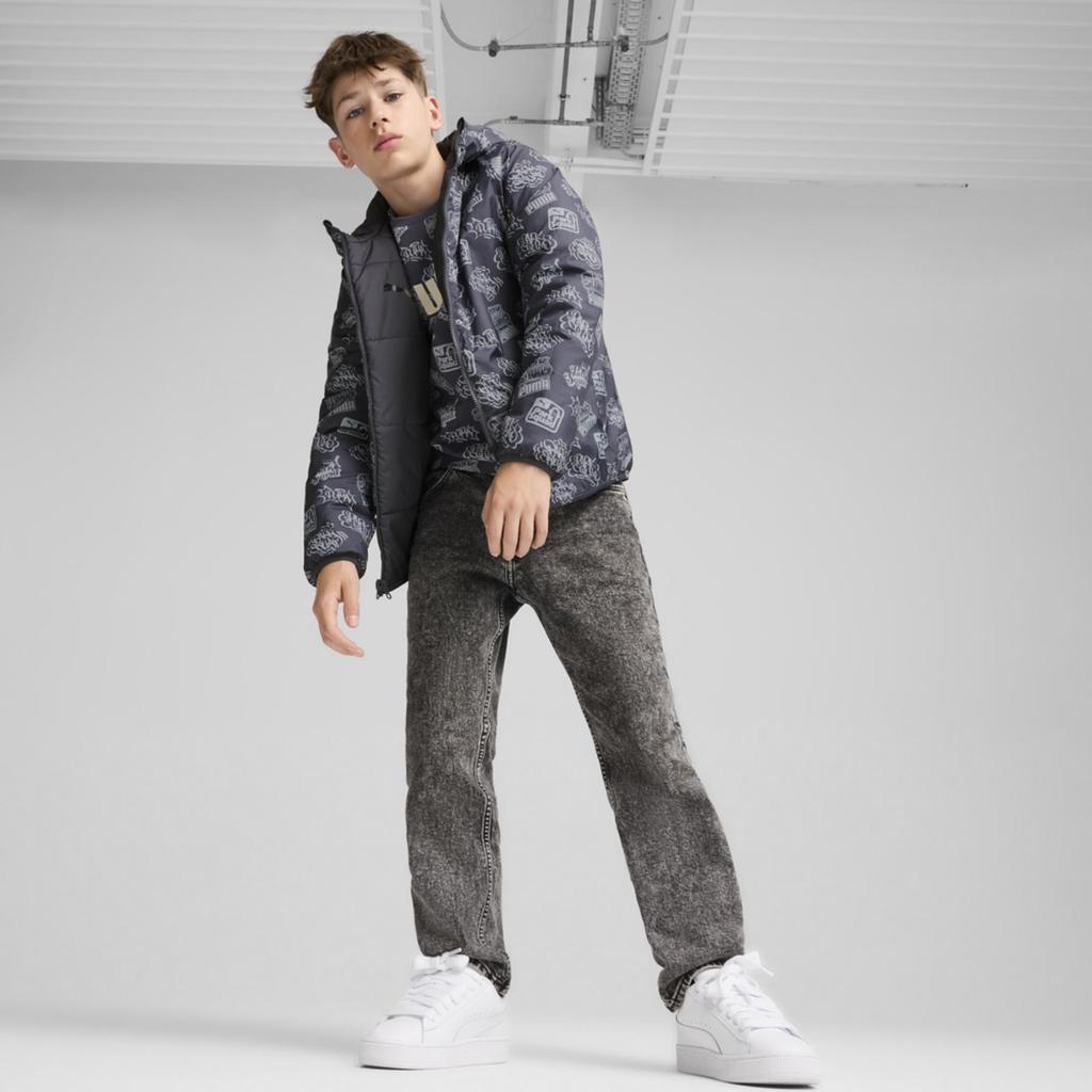 Boys' Hooded Jacket Puma Reversible Puffer Gray 68283369 R 140