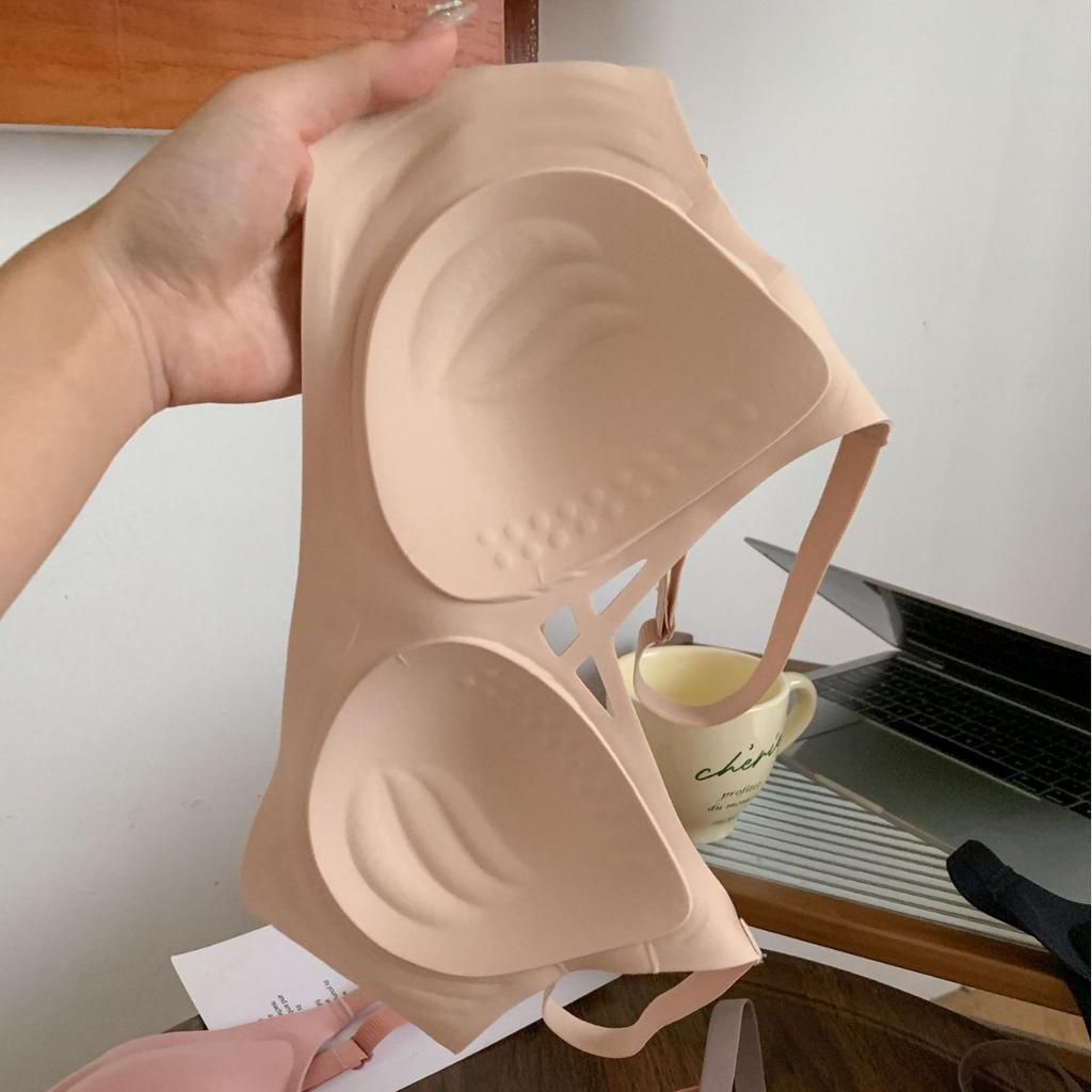 #Traceless jelly nude soft support underwear, small chest comfortable and breathable gathering fixed cup bra cover