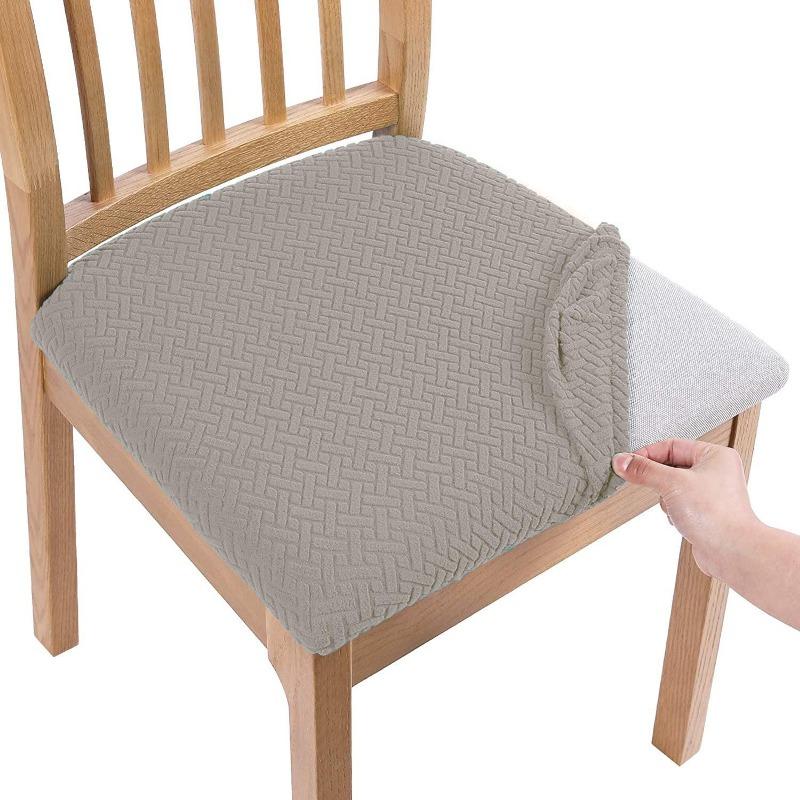 Office and Home Chair Cushion Cover, Square Seat Cushion Anti Fouling Cover Elastic Arc-shaped Chair Cover Stool Cover Split Type Cover