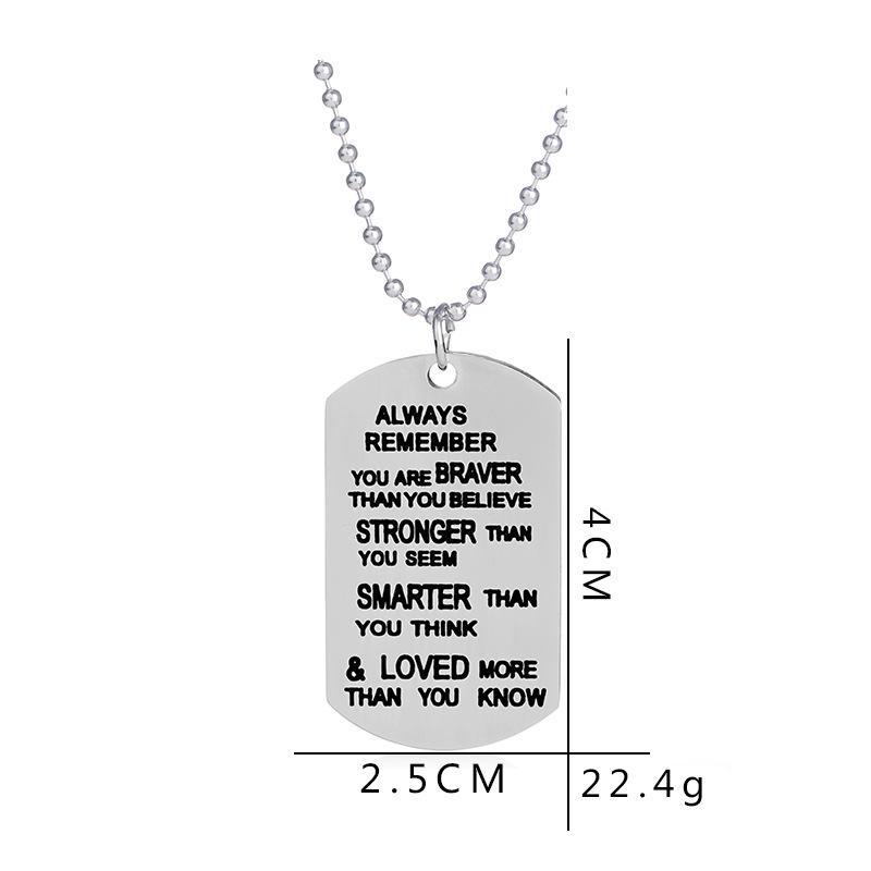 Herinner Je Altijd Dat Je Dapperder Bent Mannen Militaire Belettering Hanger Inspirerende Ketting Sieraden Cadeaus