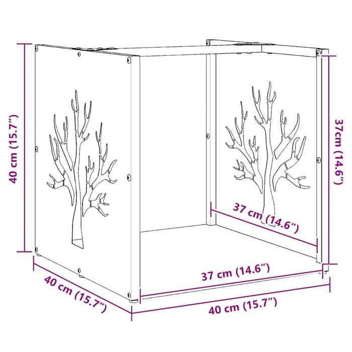 VidaXL Étagère à bois 40x40x40 cm acier résistant aux intempéries 864248
