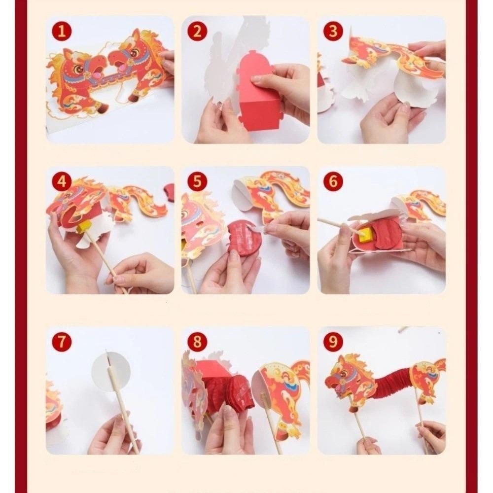 Paper Dragon Dance Props Diy Material Set Honeycomb Paper Horse Dance Props Cartoon Pattern Handmade Paper Crafts New Year Eve