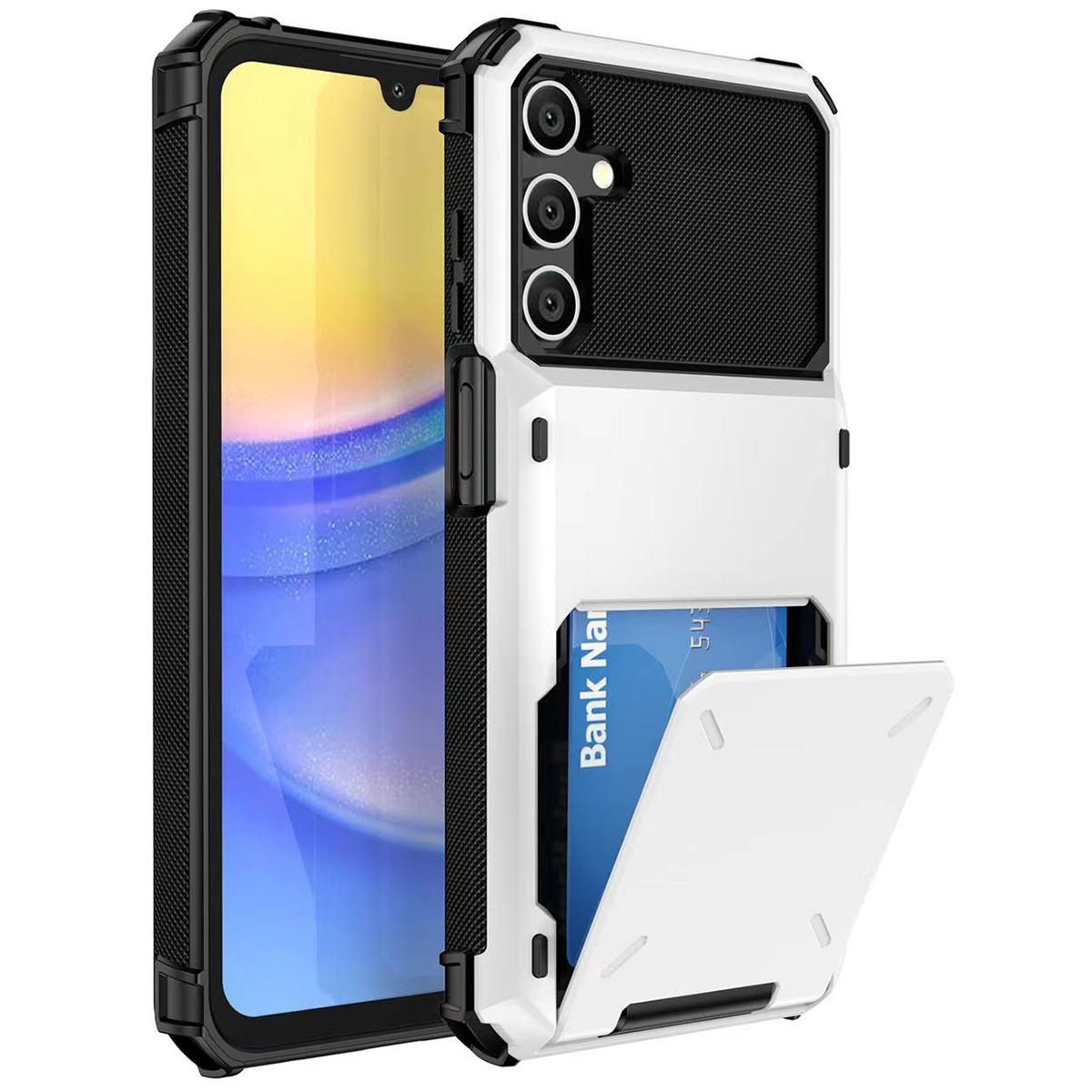 

For Samsung Galaxy S23 FE Case PC+TPU Dual Layer Shockproof Cover with Card Holder White