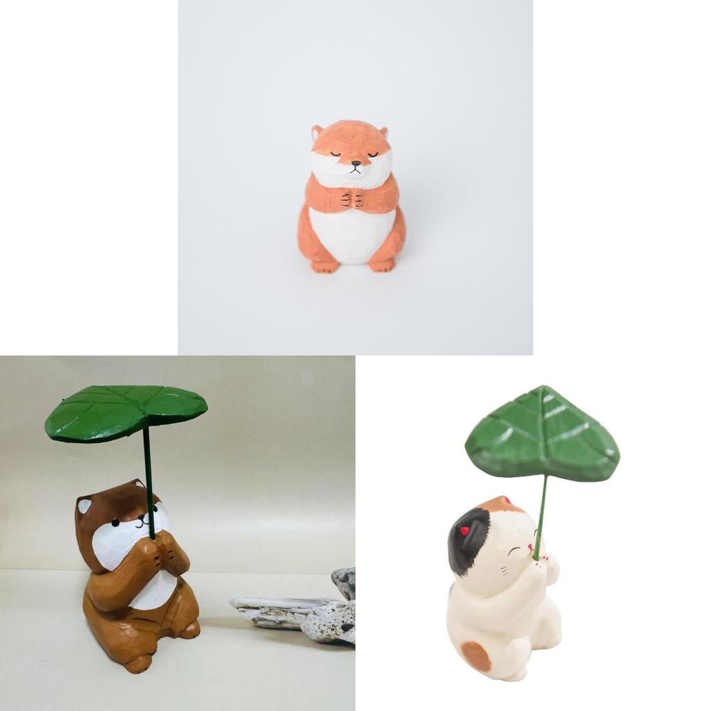 Modern Minimalist Wood Carving Lucky Cat Decorative Figurine For Office Desk And Giftgiving