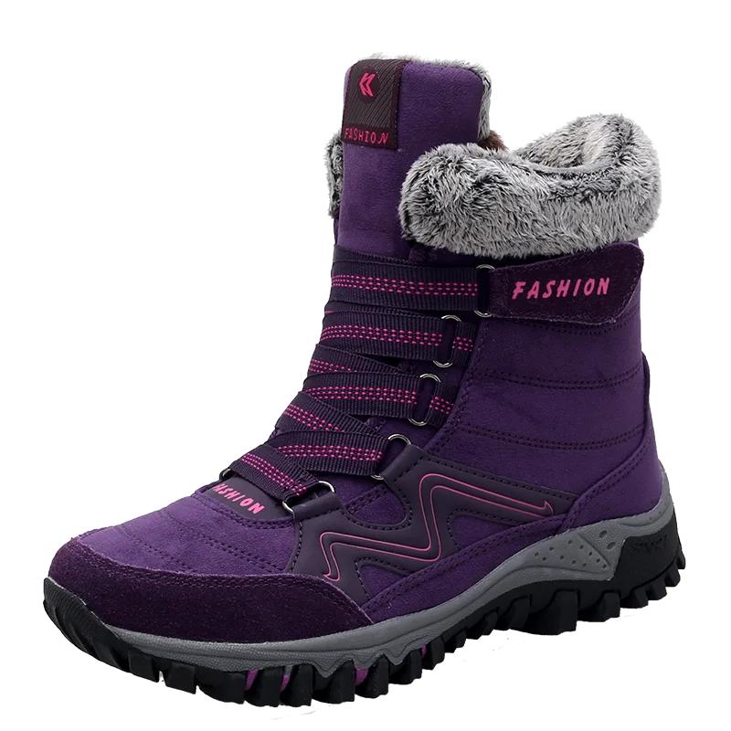 

Зимние женские ботинки, обувь, высокие теплые плюшевые уличные походные ботинки, женские противоскользящие на толстой подошве, женская обувь на толстой подошве 35