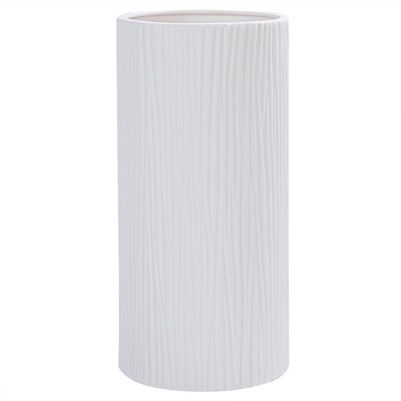 White Ceramic Frosted Vase - Nordic Minimalist Design for Dry Flowers, Hydroponic Display, Modern Desktop Ornament for Living Room Decor