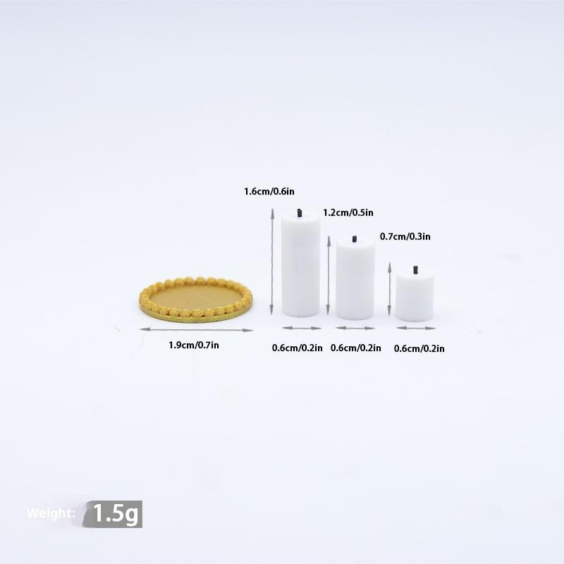 [CL]4Pcs Mini White Candle Tray Set Desktop Decoration Scene Lifelike Candles Miniature Accessories[CL]