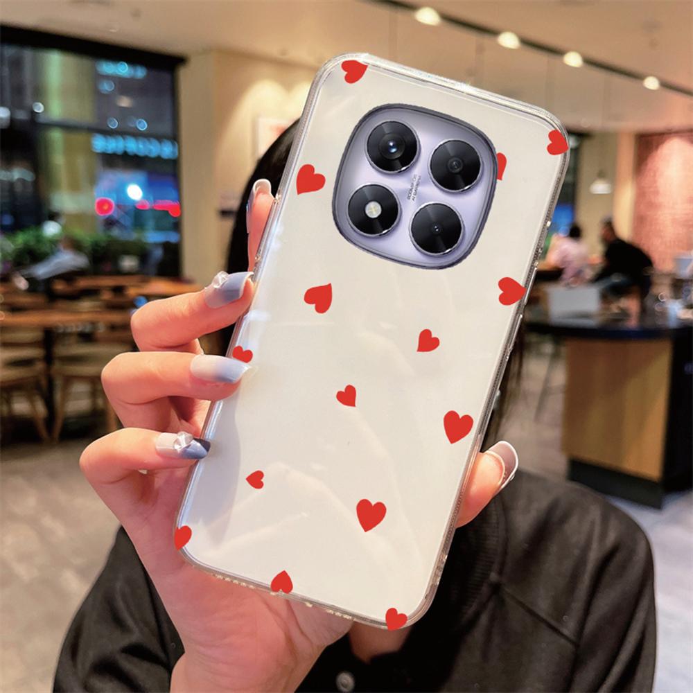 Transparent Non-Yellowing Phone Case For Xiaomi Redmi Note 15 Pro+ note15 15c Cartoon Heart Love Clear Camera Protection Cover