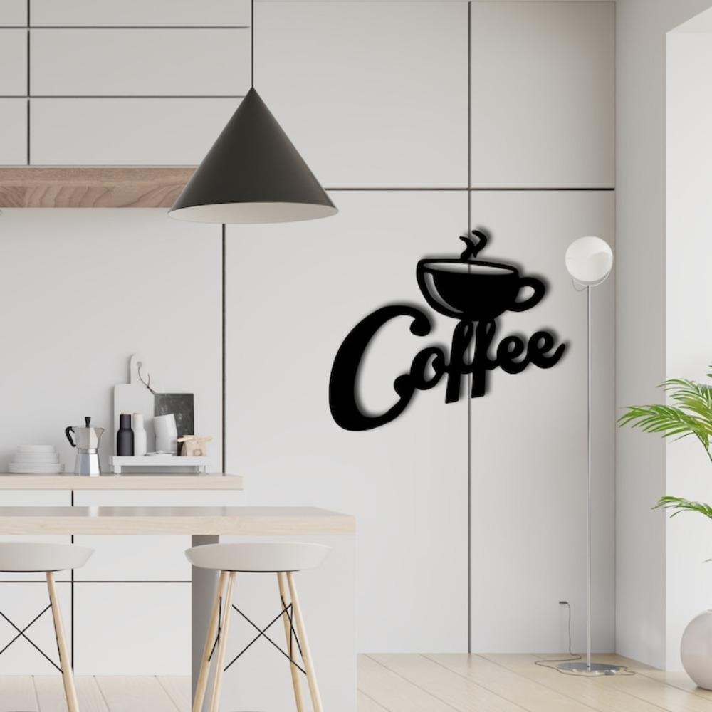 Metal Wall Art Home Decor Coffee Line Artwork Living Room Kitchen Office Gift