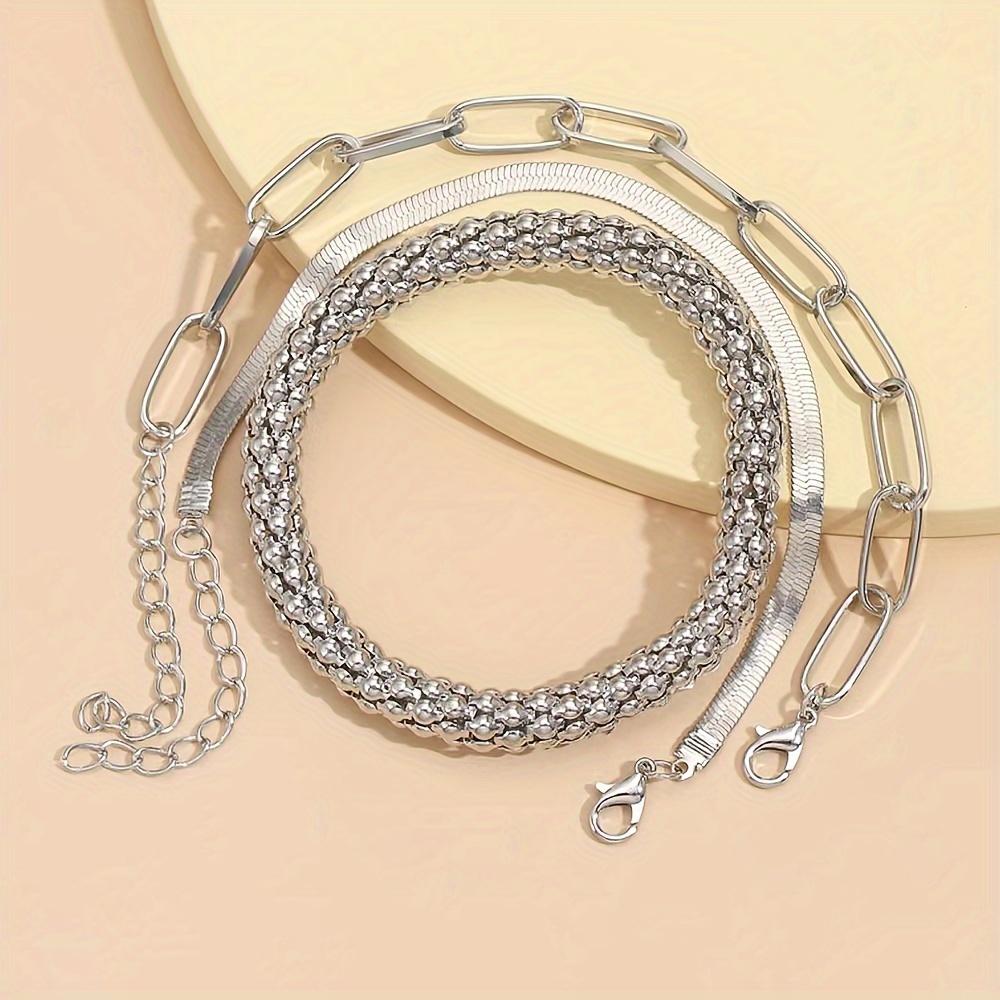 Trendy European and American Accessories: Multi-layer Snake Bone Chain Bracelet Set, Creative Vintage 3-piece Golden Chain Bracelet for Women.