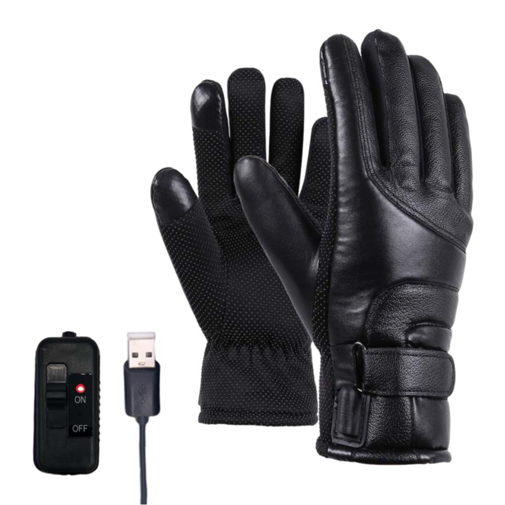 

Electric Heated Gloves Windproof Touchscreen Hand Warmer PU Motorcycle Thermal Gloves Winter Warm Cycling Gloves
