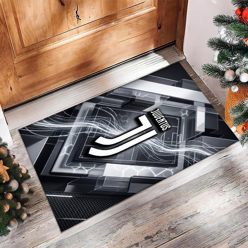 Juventus FC bedruckter Flanell-Teppich rutschfest weicher Polyester-Bodenbelag Indoor-Dekormatte für Schlafzimmer Wohnzimmer Sofa