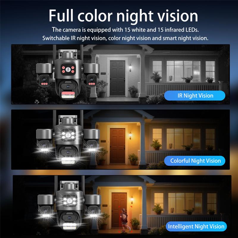 9MP HD Outdoor Wireless WiFi Security Camera with Triple-Lens System