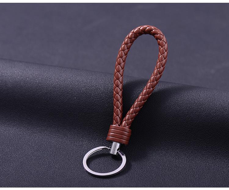Handmade Braided Leather Car Keychain: PU Leather Pendant for Men & Women