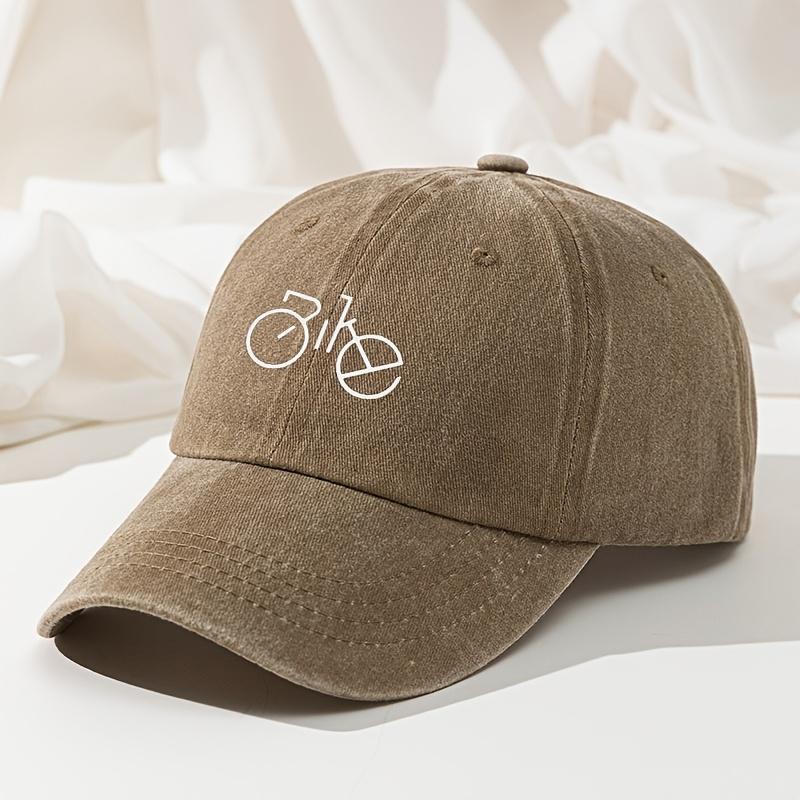 Baseball Cap Bicycle Print Dad Truck Cap Retro Washed Men's and Women's Fashion Fishing Hat Curved Brim Peaked Cap